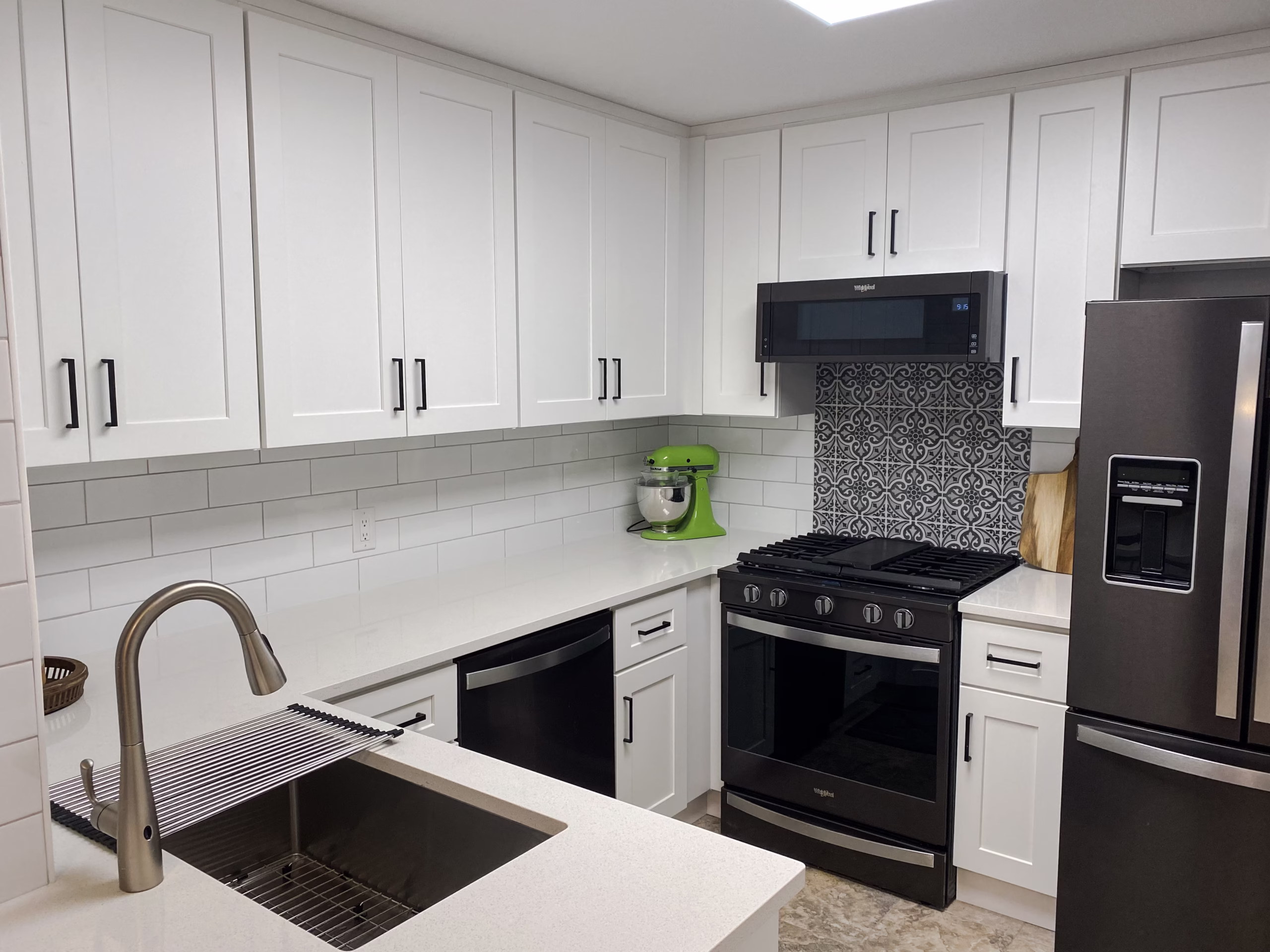 Kitchen cabinet detail & small peninsula in Walnut Grove, Langley, BC.