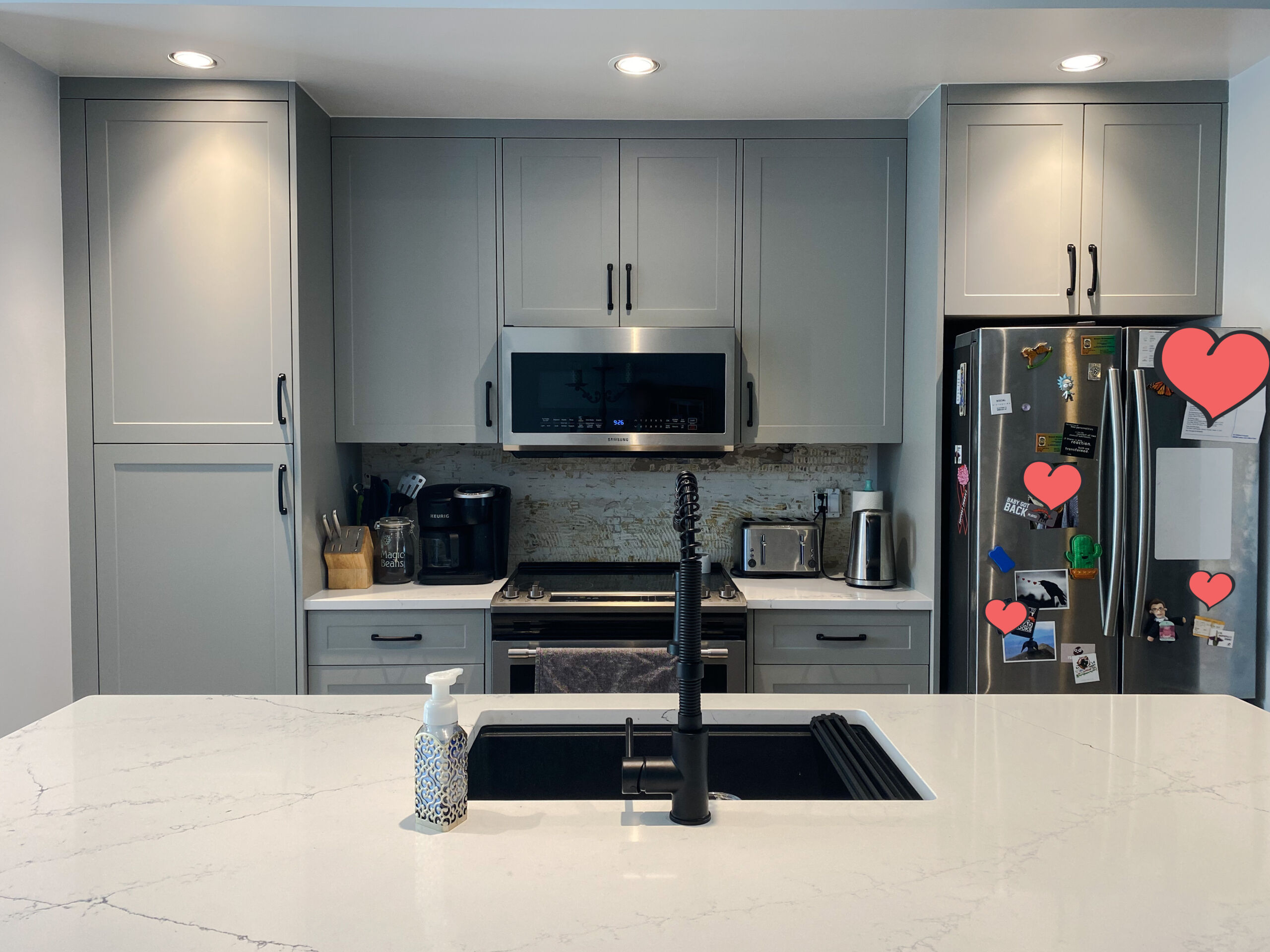 Support Local Series Custom Cabinet & spacious island in Morgan Heights, Surrey, BC.