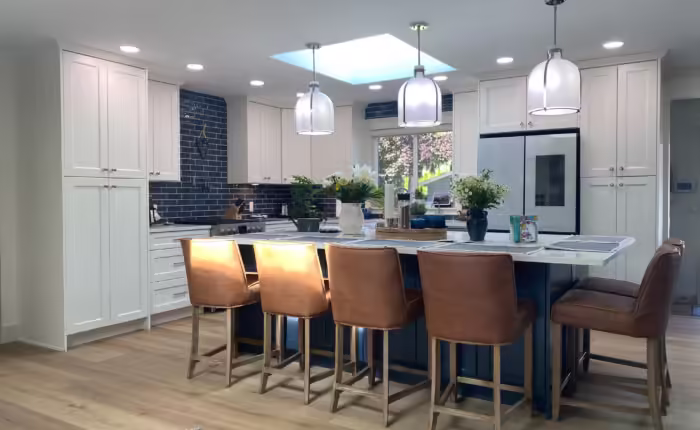 RTA In-Stock Kitchen Cabinets & crisp cabinetry design in Brookswood, Langley, BC.