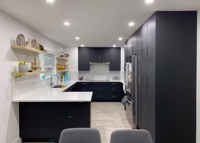 Custom Kitchen Cabinets & crisp cabinetry design in Sunshine Hills, Delta, BC.