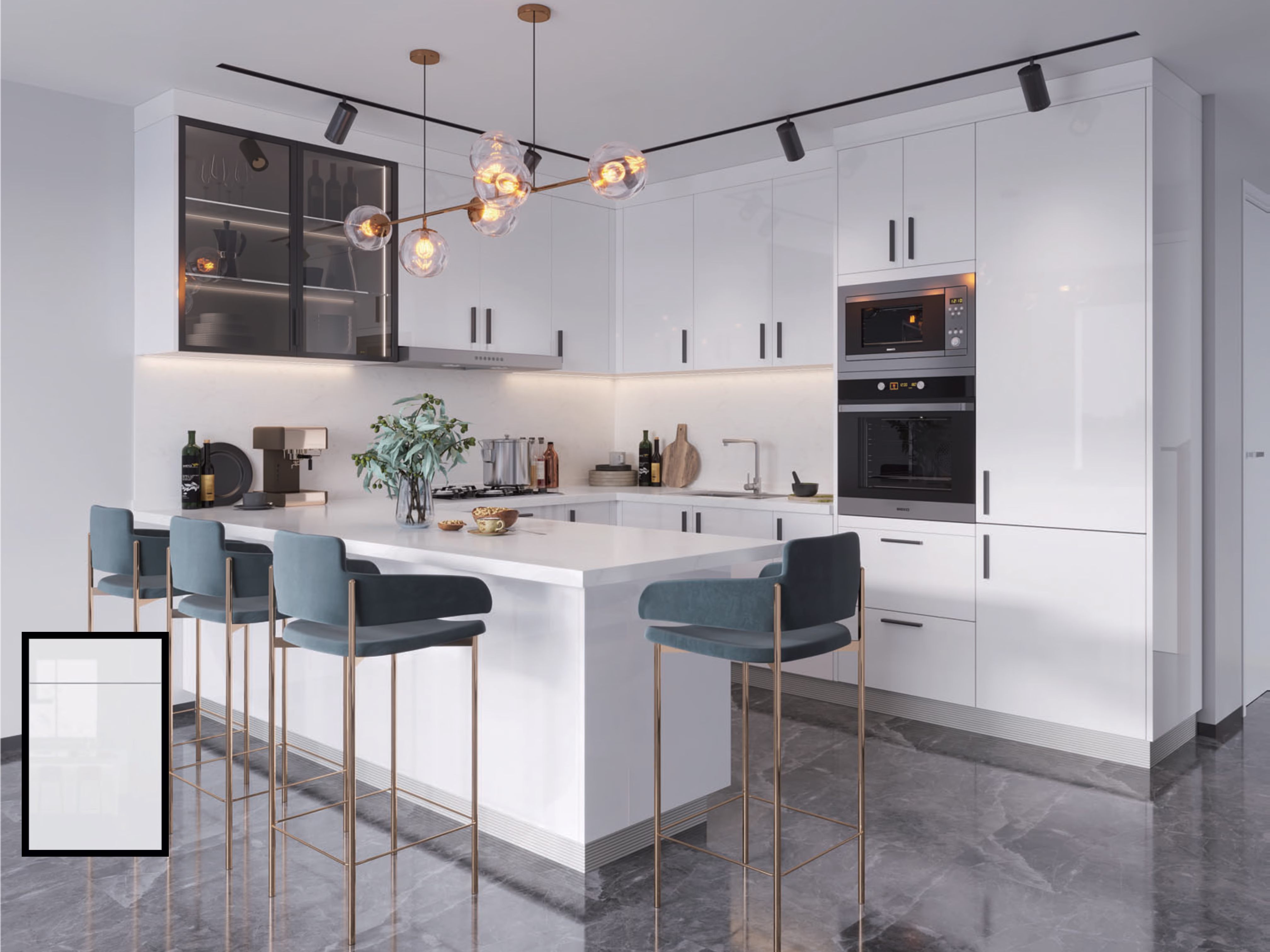 Oppein Glossy White Cabinet